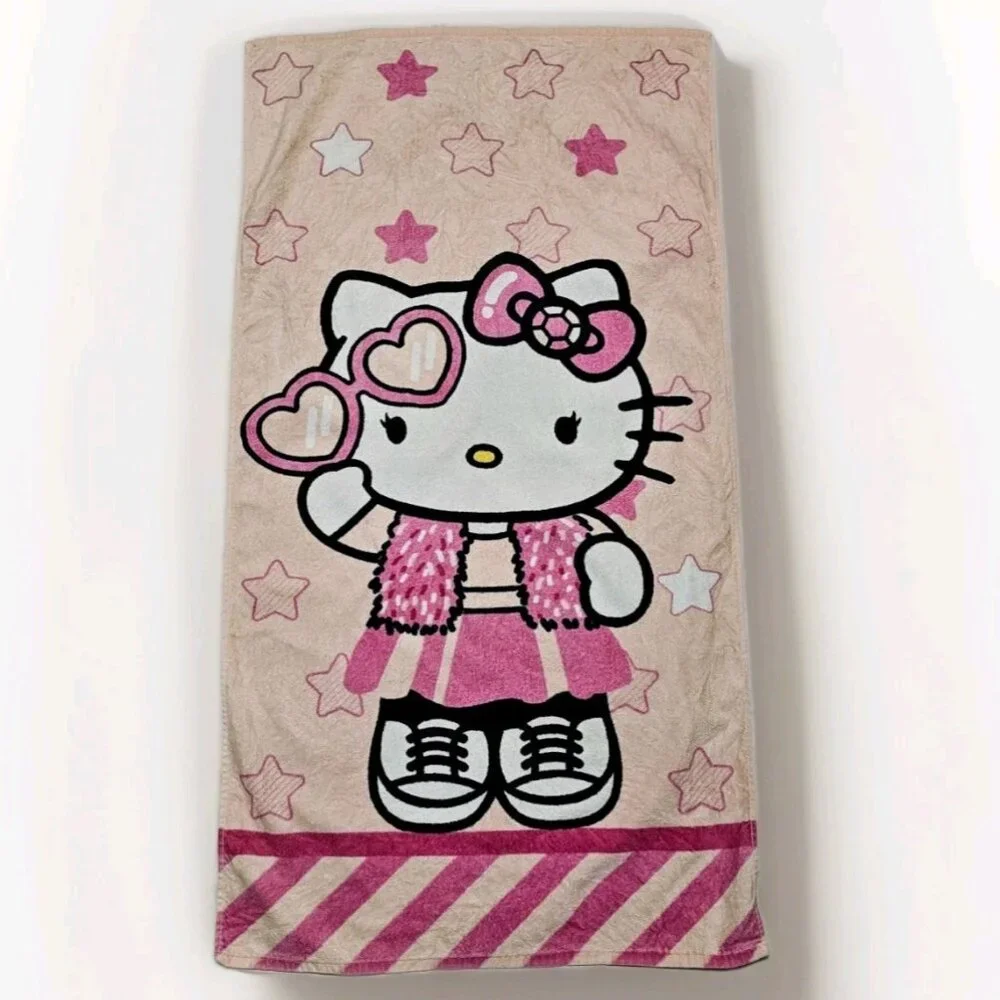 Sanrio Hello Kitty Bath Or Beach Towel Kitty Cat With Sunglasses 43x23